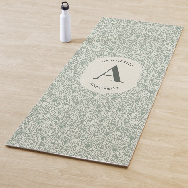 Klassische Salbei-Familie monogramm elegant modern Yogamatte (Beispiel)