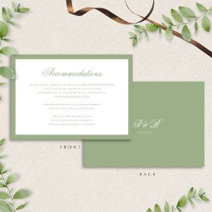 Klassische Salbeigrüne Monogramm-Hochzeitsunterkun Begleitkarte