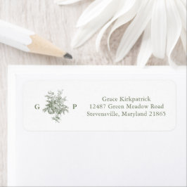 Klassische Salbeigrüne Monogramm-Rücksendeadresse