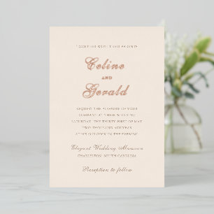 Klassische Sandy Neutrale Elegante Hochzeit Folieneinladung