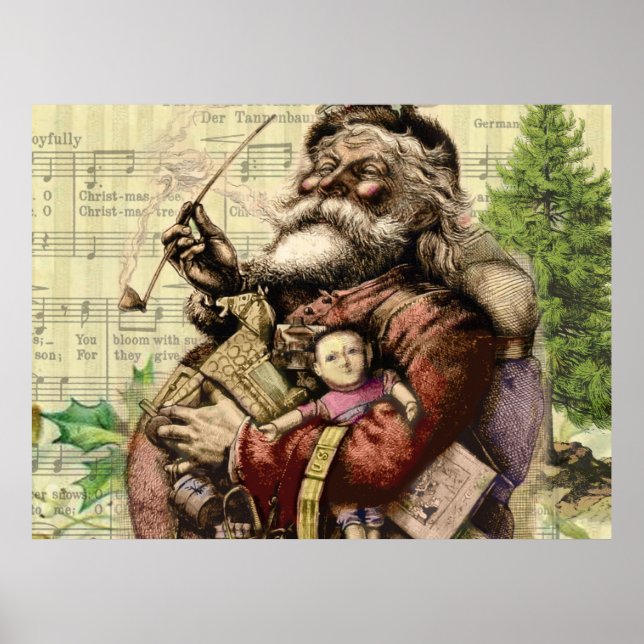Klassische Santa Illustration Poster (Vorne)