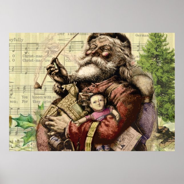 Klassische Santa Illustration Poster (Vorne)