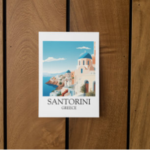 Klassische Santorin-Reisekunst - Vintage Griechenl Postkarte