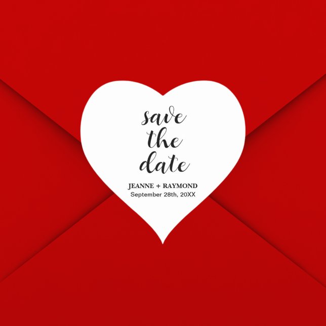 Klassische Sauberkeit Save the Date Hochzeitsankün Herz-Aufkleber (Von Creator hochgeladen)