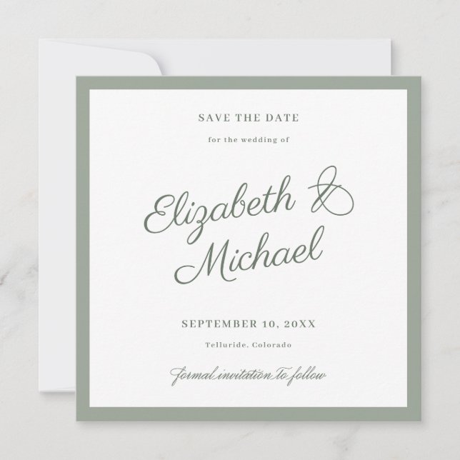 Klassische Save-the-Date-Flatkarte mit fettem Rahm Save The Date (Vorderseite)