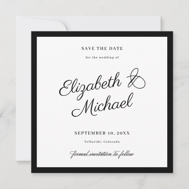 Klassische Save-the-Date-Flatkarte mit fettem Rahm Save The Date (Vorderseite)