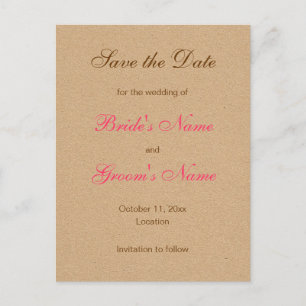 Klassische Save the Date Postkarten in rosa