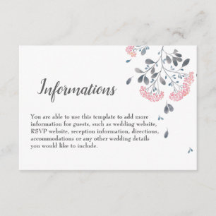 Klassische schick graue rosa Aquarellfarben Detail Begleitkarte