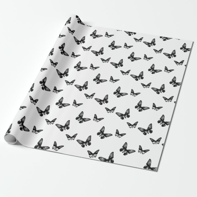 Klassische Schmetterlinge Kunstmuster CUSTOM BG FA Geschenkpapier (Ungerollt)