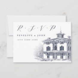 Klassische Schrift Italienische Villa Illustration RSVP Karte