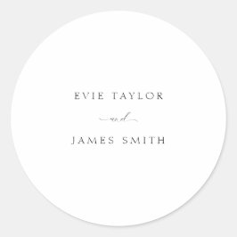 Klassische Schrift Minimalistische Hochzeit Runder Aufkleber
