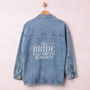 Klassische Schrift mit Braut-Herzen-Hochzeit Jeansjacke