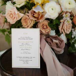 Klassische Schrift Monogramm Hochzeit Schwarz & Go Folieneinladung