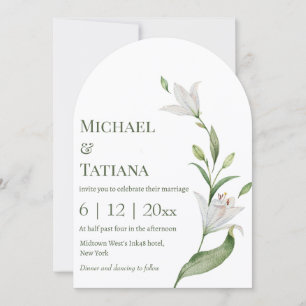 Klassische Schrift Sage Grün Floral Tor Hochzeit Einladung