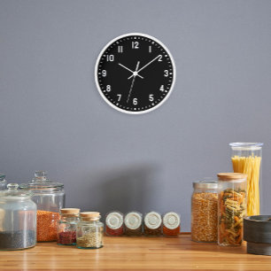 Klassische Schule fett Zahlen Schwarz-Weiß-Wand Uhr