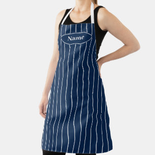 Klassische Schürze zum Kochen in Blau-Weiß-Button
