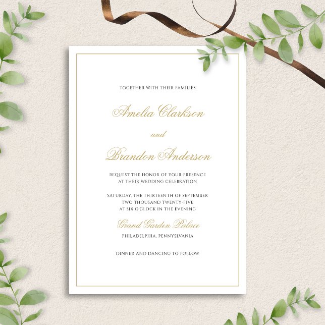 Klassische Schwarz-Gold-Border-Hochzeit Einladung (Von Creator hochgeladen)