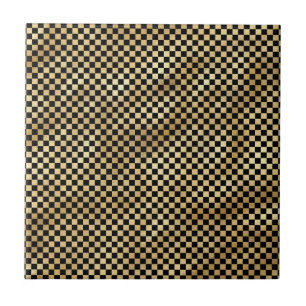 Klassische Schwarz-Gold-Checkerboard-Illustration Fliese