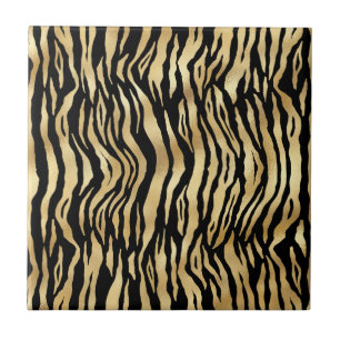 Klassische Schwarz-Gold-Zebra-Tierdruckabbildung Fliese