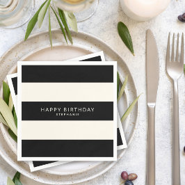 Klassische Schwarz- und Eggshell-Weiße Streifen mi Serviette