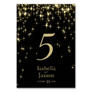 Klassische Schwarz- und Gold-Starlights Tischnummer