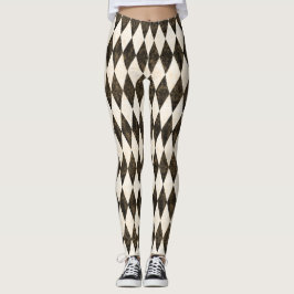 Klassische Schwarz-weiß-Creme Harlequin Diamond Ra Leggings
