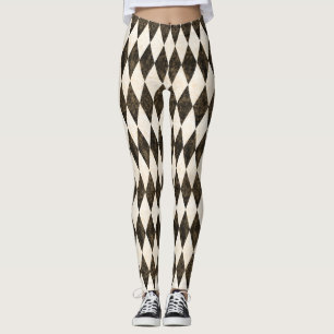 Klassische Schwarz-weiß-Creme Harlequin Diamond Ra Leggings
