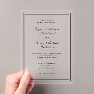 Klassische Schwarz-Weiß-Hochzeit Acryleinladungen