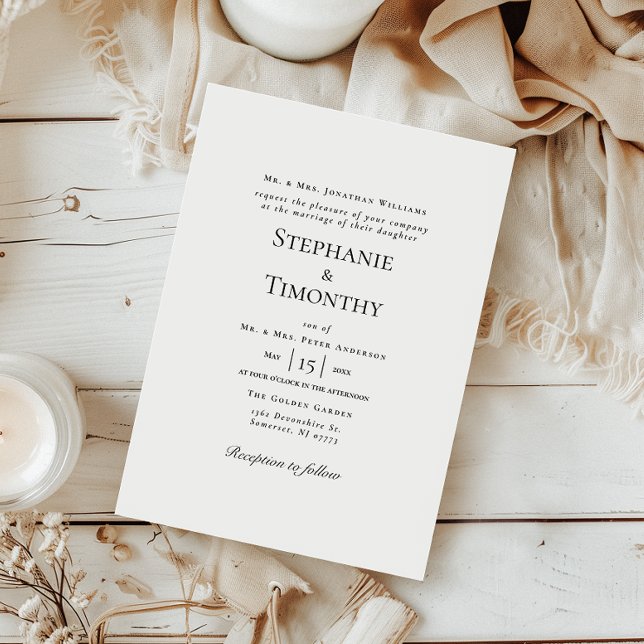 Klassische Schwarz-Weiß-Hochzeit Einladung (Step into timeless elegance with this beautifully crafted wedding invitation.)
