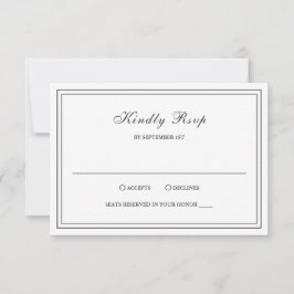 Klassische Schwarz-Weiß-Hochzeit RSVP Karte