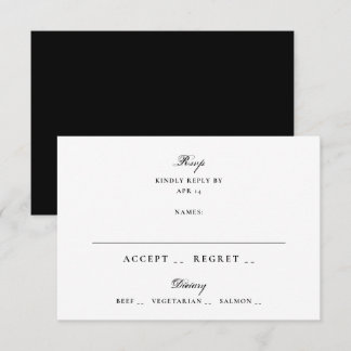 Klassische Schwarz-Weiß-Hochzeit RSVP Karte