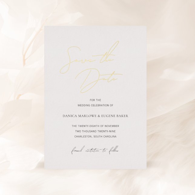 Klassische Schwarz-Weiß-Hochzeit speichern Sie das Folieneinladung (Von Creator hochgeladen)