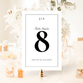 Klassische Schwarz-Weiß-Hochzeit Tischnummer