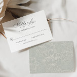 Klassische Schwarz-Weiß-Hochzeitskarte RSVP Karte<br><div class="desc">Diese individuell anpassbare RSVP-Karte wurde für die Koordination mit unserer Romantik Script Hochzeitskollektion entwickelt. Sie enthält einen umfangreichen Schriftzeichen-Kalligrafietext gepaart mit einem klassischen Serif & modernen Sans-Schriftart in Schwarz mit einem mattierten Salbei-Grün-Rücken. Der Text und der Hintergrund können in eine beliebige Farbe geändert werden, um dem Thema zu entsprechen. Um...</div>
