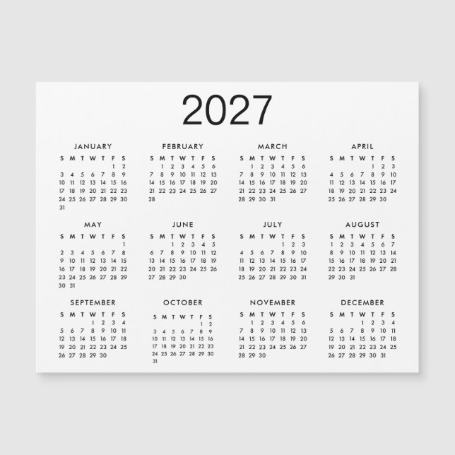 Klassische Schwarz-Weiß-Kalender 2025 Magnetkarte (Vorderseite)
