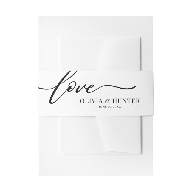 Klassische Schwarz-Weiß-Kalligrafie-Hochzeit Einladungsbanderole (Vorderseite Beispiel)