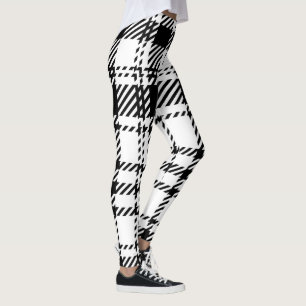 Klassische Schwarz-Weiß-Kariert Leggings