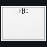 Klassische Schwarz-Weiß-Moderne Monogramm W/Namenb Briefbogen<br><div class="desc">Klassisches Schwarz-Weiß-Monogramm-Notepad</div>