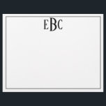 Klassische Schwarz-Weiß-Moderne Monogramm W/Namenb Briefbogen<br><div class="desc">Klassisches Schwarz-Weiß-Monogramm-Notepad</div>