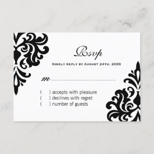Klassische Schwarz-Weiß-RSVP-Karten RSVP Karte