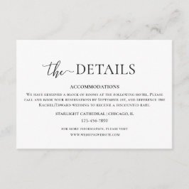 Klassische Schwarz-Weiß-Script-Hochzeitsdetails Begleitkarte