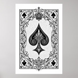 Klassische Schwarz-Weiß-Spielkarte Wand an Wand Poster