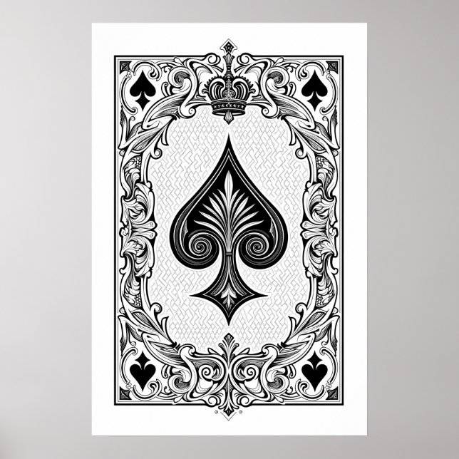 Klassische Schwarz-Weiß-Spielkarte Wand an Wand Poster (Vorne)