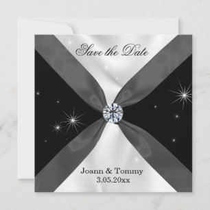 Klassische Schwarz-Weiß-Vorhang-Einladung Save The Date