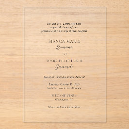 Klassische Schwarz-Weiß-Zeitlose Hochzeit Acryleinladungen