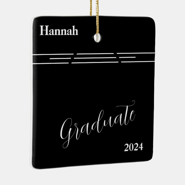 Klassische Schwarz-Weiß-Zwei-Foto-Graduate Keramikornament (Rechts)