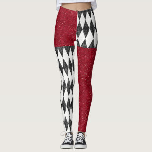 Klassische Schwarz-weiße Harlequin Raute Diamant Leggings