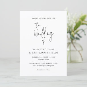 Klassische schwarz-weiße moderne Hochzeit Save The Date