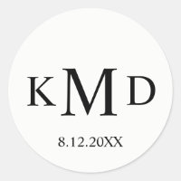 Klassische Schwarz-weiße Monogram Bride Groom Wedd