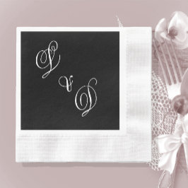 Klassische Schwarz-weiße Monogramm-Hochzeit Serviette